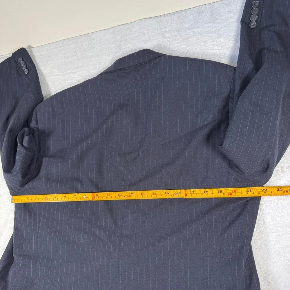 Vintage Graham‎ & Gunn Suit Jacket Mens 40R Navy Blue Pinstripe Blazer Wool 1990